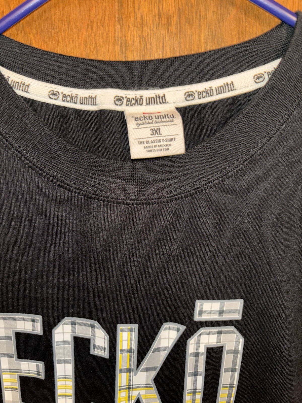 Ecko Unltd. Men’s T-shirt Black w/yellow Plaid Logo Men’s 2XL gallery