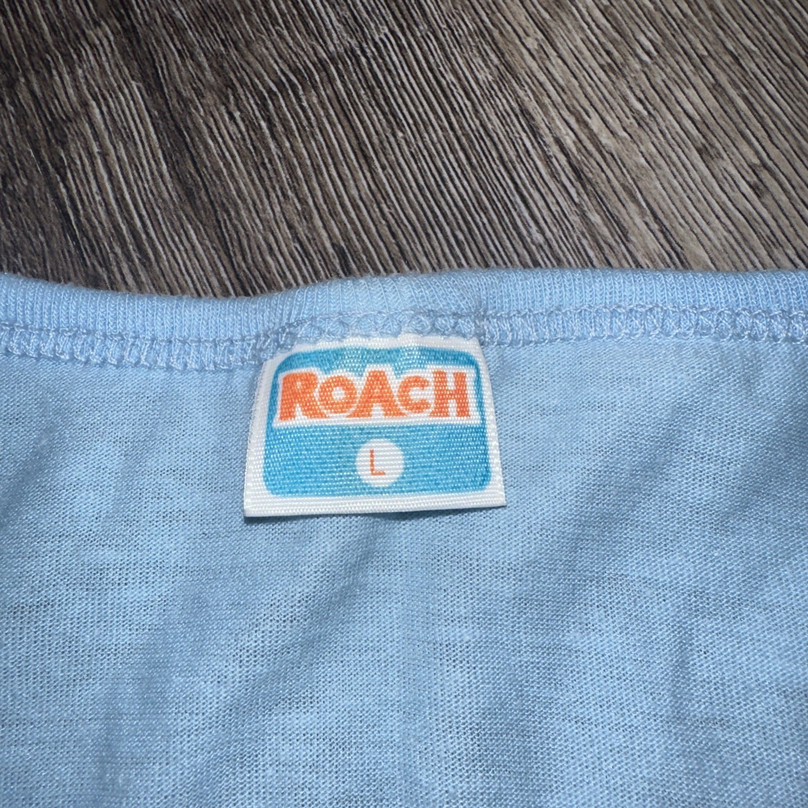 Vintage 70s Roach Ringer T shirt Hug Me Cartoon Blue Single Stitch Mens L gallery