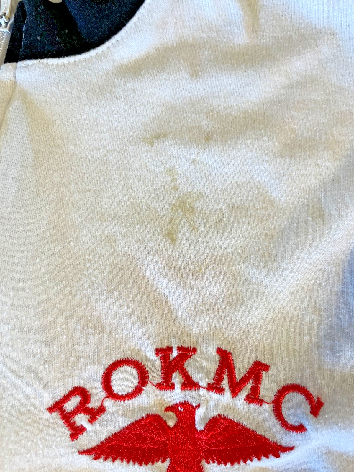 Rare Vintage Embroidered ROK Korean Marine Corps Recon Zipper Front Shirt -White gallery