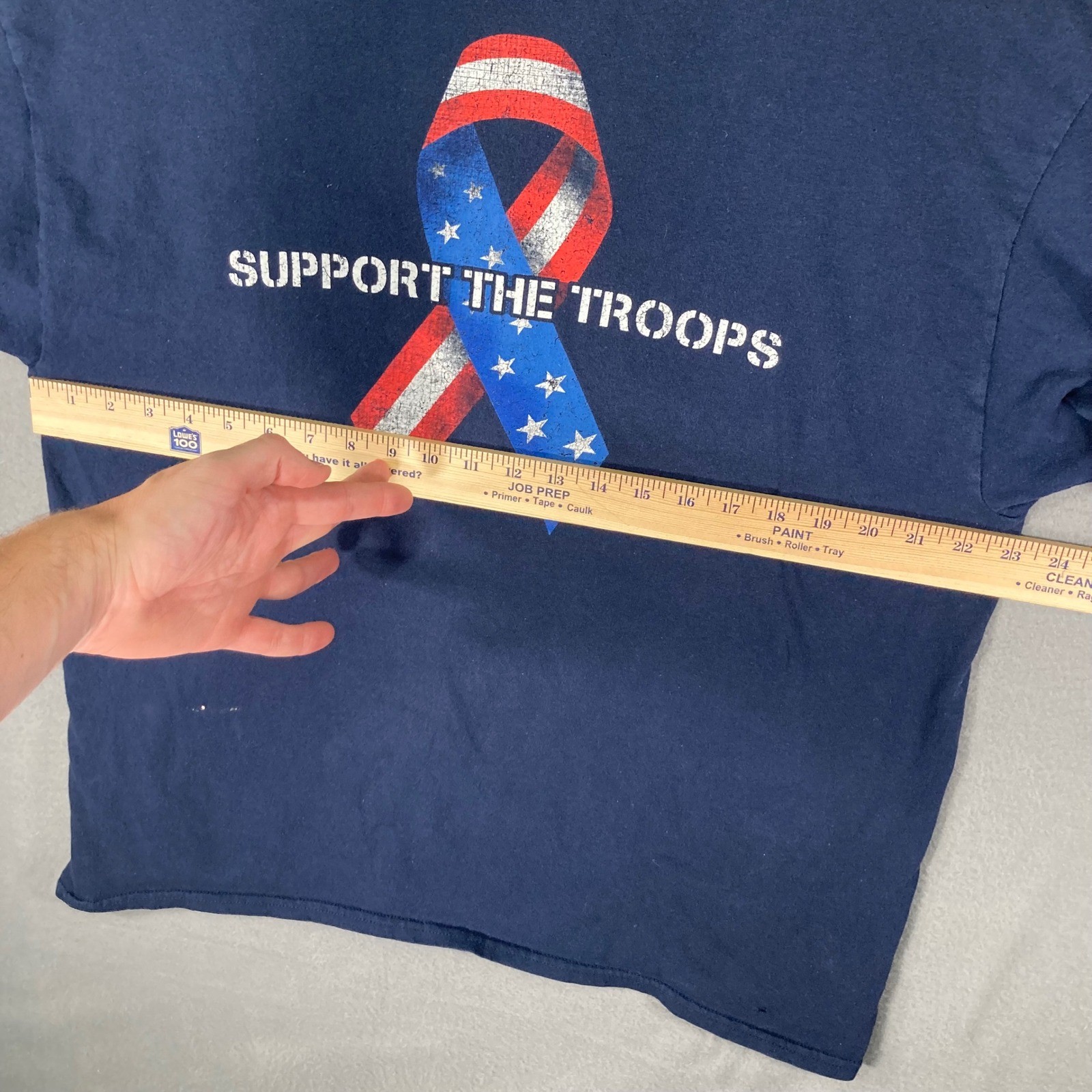 Support The Troops T-Shirt Men's XL Blue Patriotic American Flag USA Tee gallery