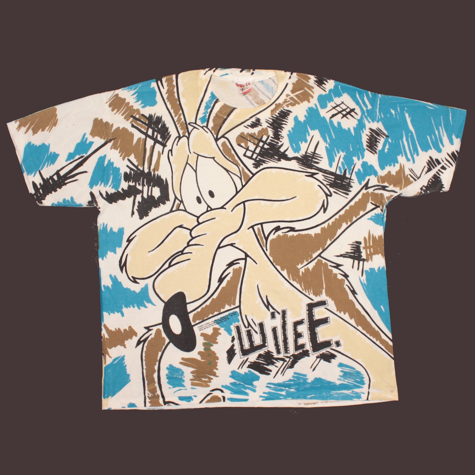 Wile E Coyote Looney Tunes T Shirt size XL Allover AOP Vintage 90s Single Stitch gallery