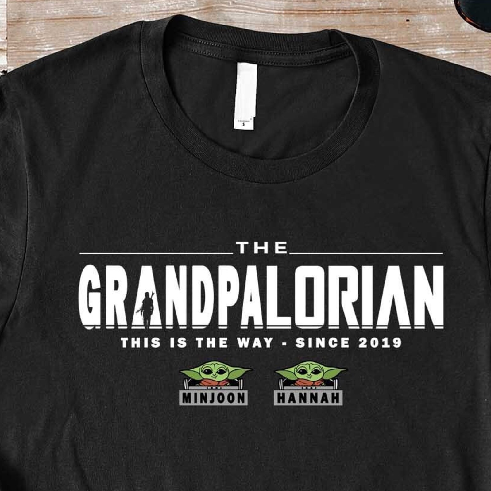 Grandpalorian Shirt With Kid Names, Personalized Grandpa Shirt, Mens Christmas#2