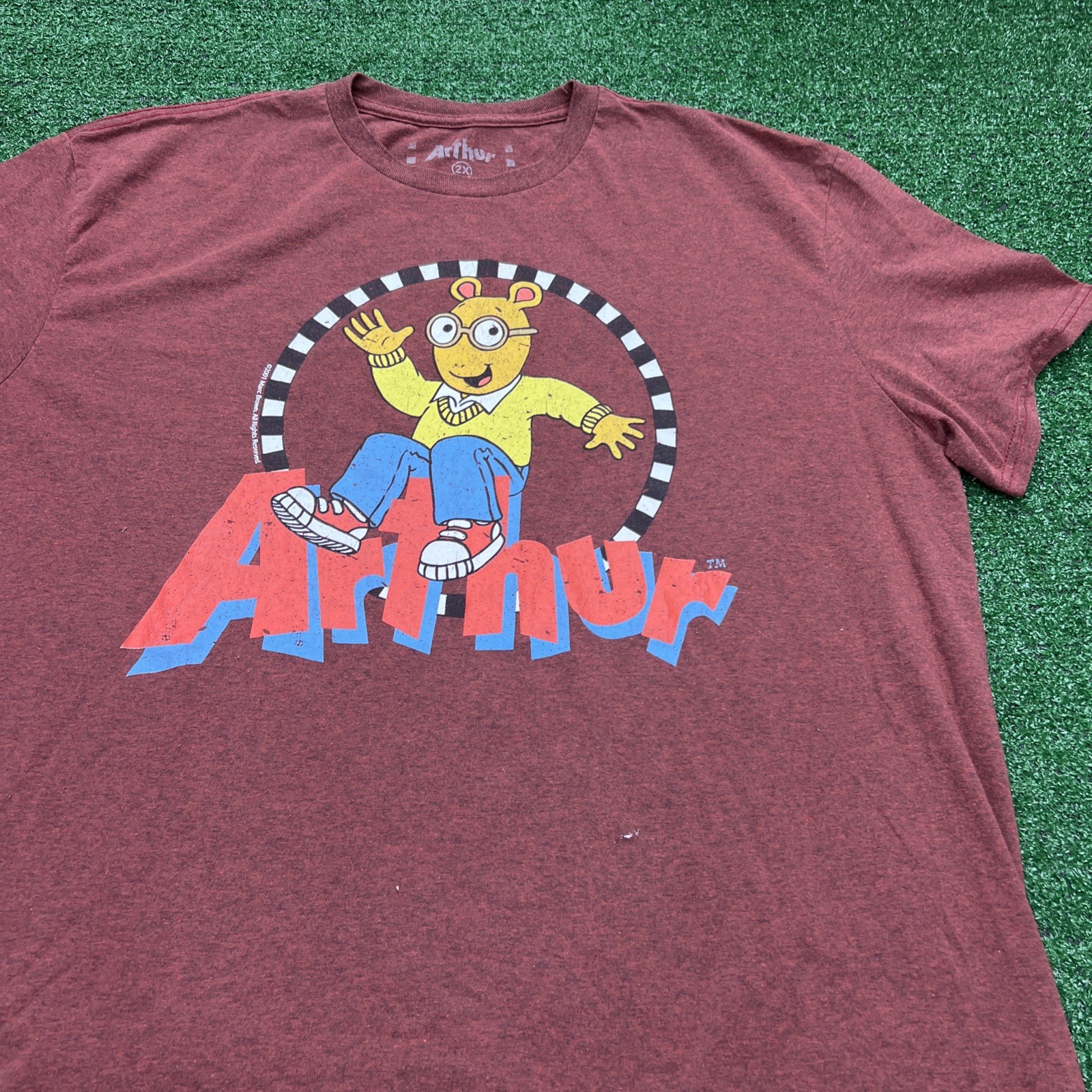 Arthur PBS Cartoon Intro T-Shirt Short Sleeve Red Mens Size 2XL gallery