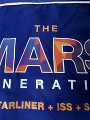 Rare Boeing Starliner Mars Project Blue Black Retro Bowling S/S Shirt Mens L EUC