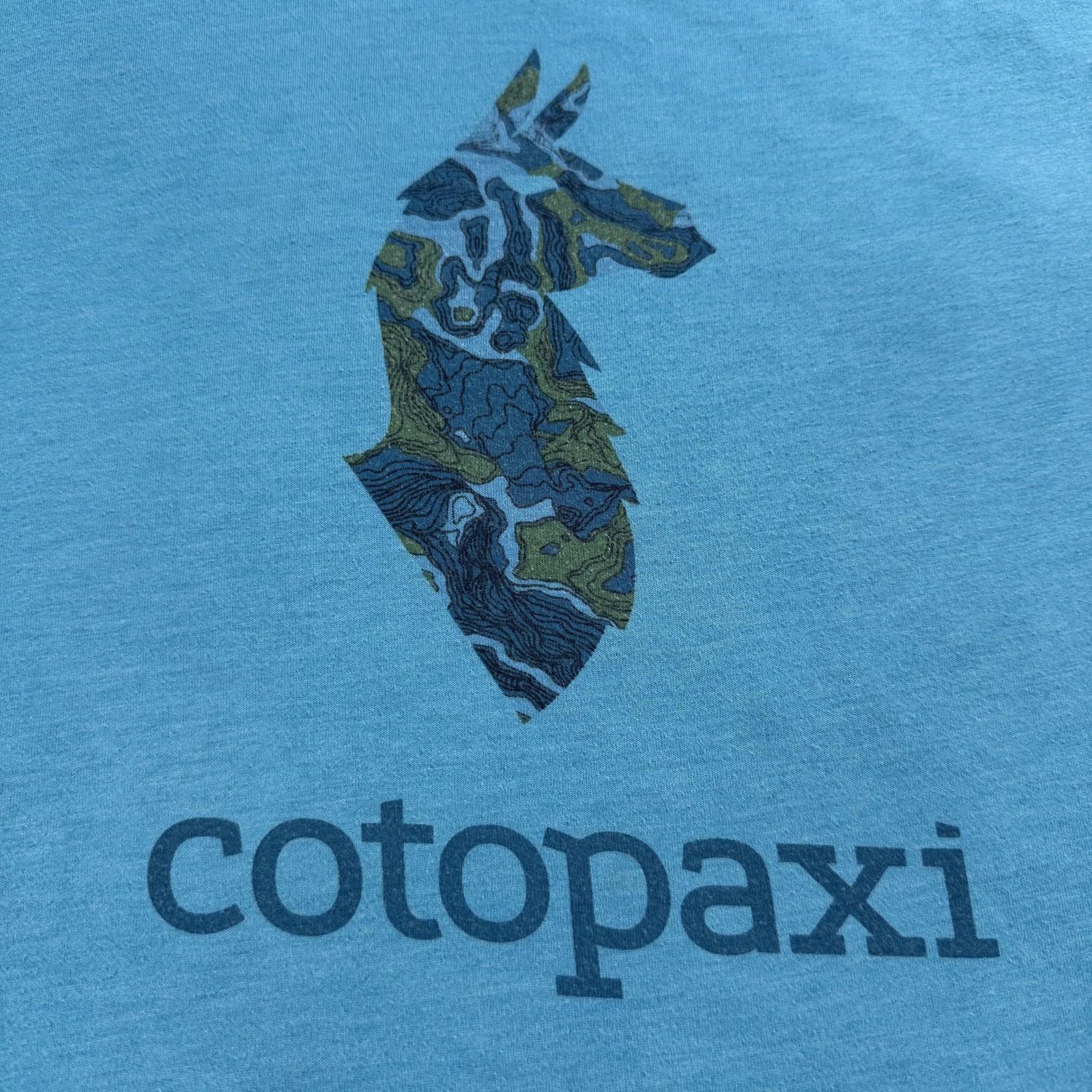 Cotopaxi Shirt Mens Large Blue Llama Topo Map Graphic Hiking Outdoor T-Shirt gallery