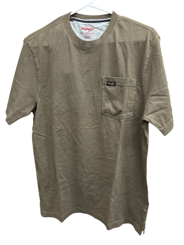 Wrangler Men’s Brown Short Sleeve Classic Fit Pocket Tee T-Shirt US Size XL