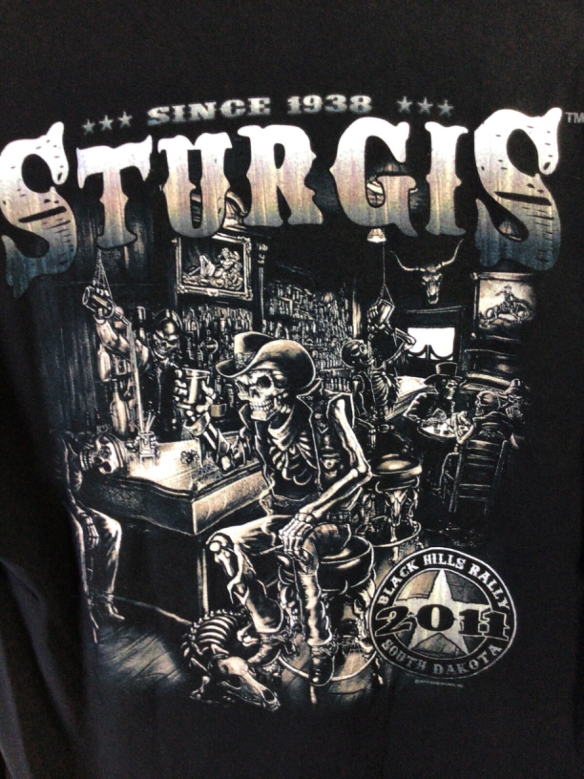 Sturgis 2011 Black Hills Motorcycle Rally (Skeleton) Black Large Cotton T Shirt gallery