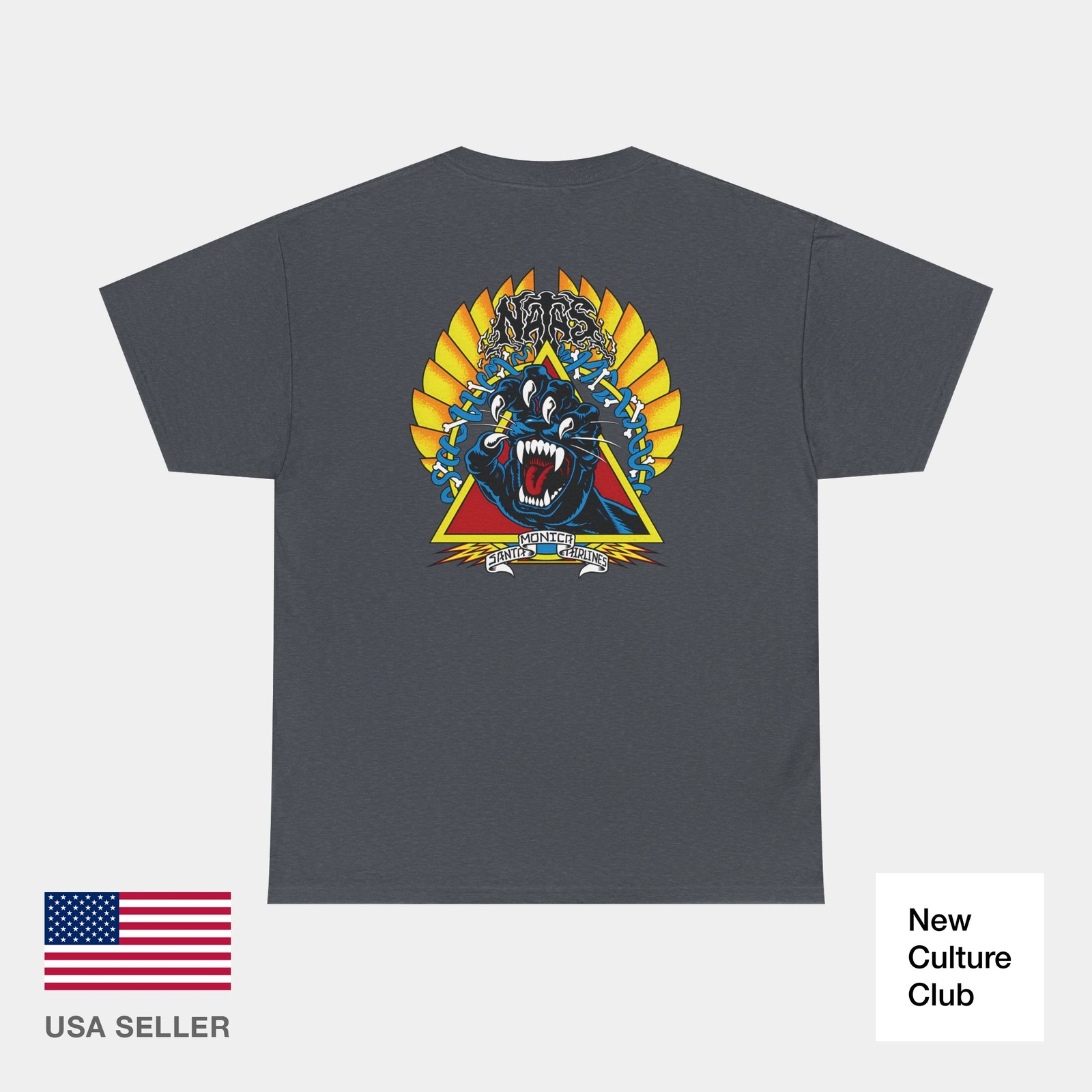 SCREAMING PANTHER Santa Monica Airlines Natas Kaupas Skateboard T Shirt Print gallery