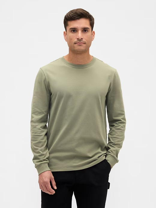 NWT GAP Everyday Soft Long-Sleeve T-Shirt Shirt 100% cotton Walden Green Men M gallery