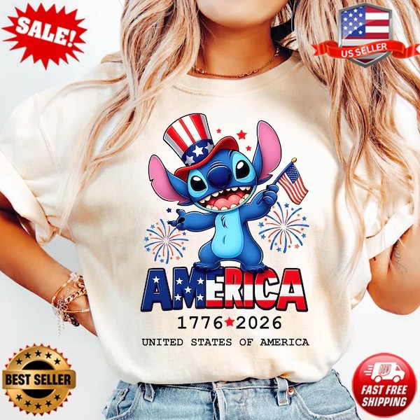 Stitch America 250 Anniversary T-shirt, Fourth Of July T-Shirt S-5XL