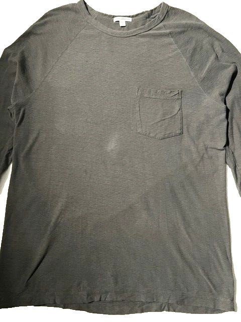 JAMES PERSE Standard Mens Charcoal Grey Cotton L/S Tee T-shirt sz 3 L Made USA gallery