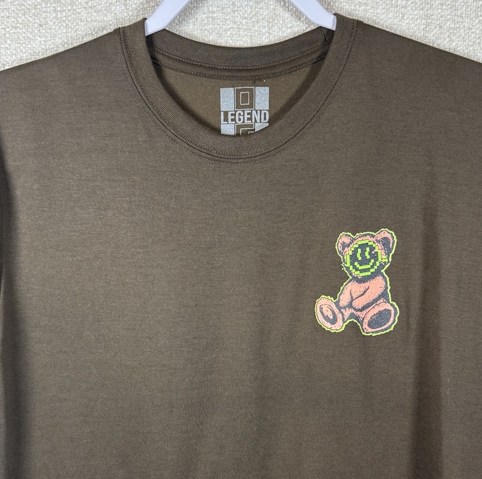 OG Legend Mens M Brown Graphic T-Shirt Neon Teddy Bear Worldwide Streetwear gallery