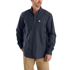 New- Carhartt Men’s Rugged Flex Long Sleeve Work Shirt Navy Sz med