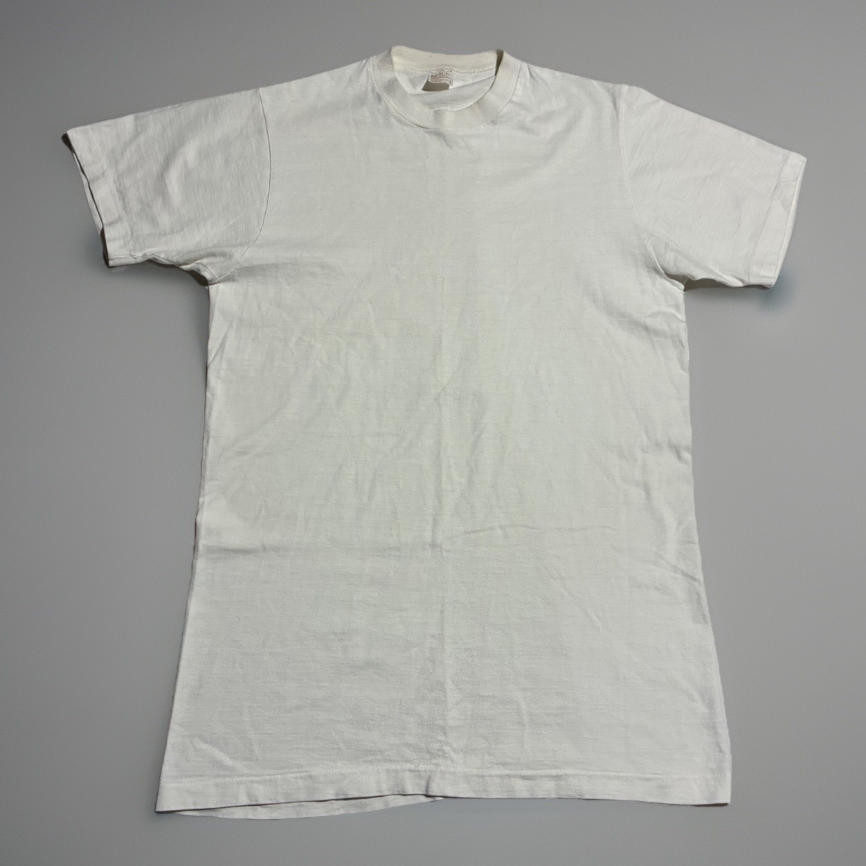Vintage 1960s White Blank T Shirt JCPenney Single Stitch Medium Tall