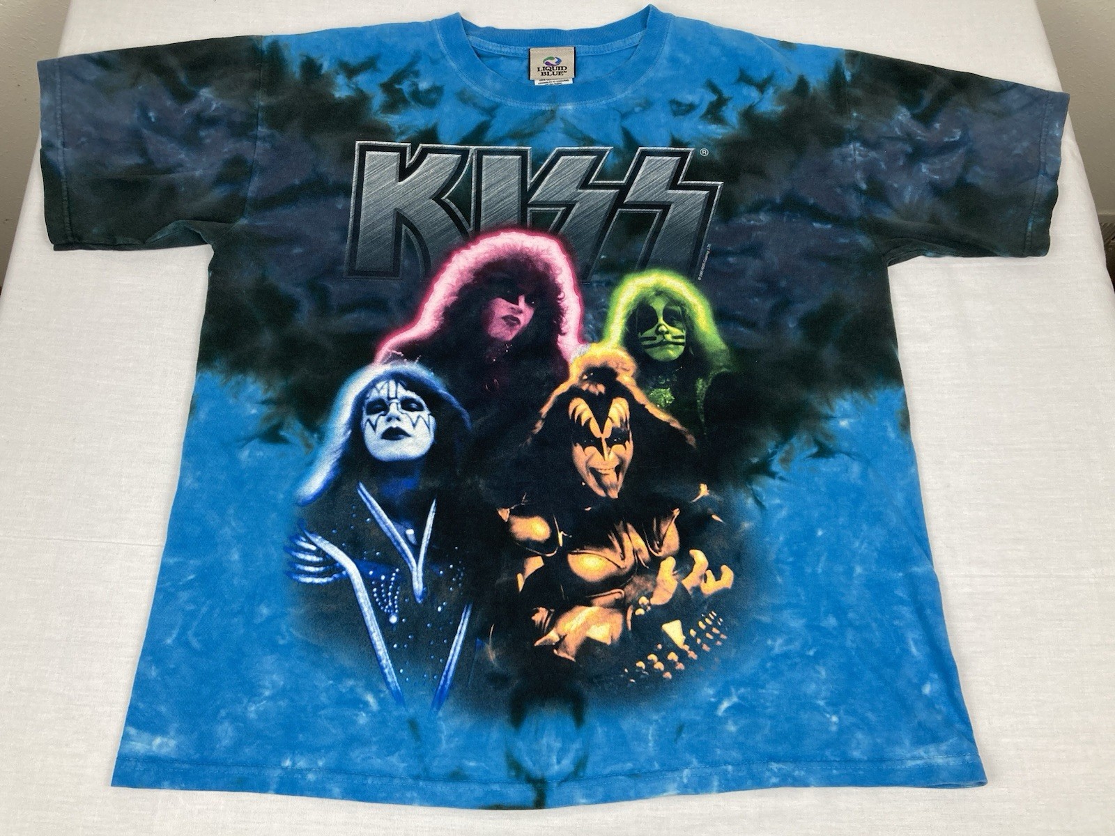 LIQUID BLUE KISS ROCK T-SHIRT MULTICOLOR TIE DYE VINTAGE 2005 MENS SIZE M VGC!