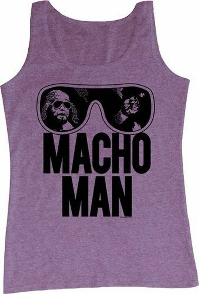Adult WWE World Wrestling Entertainment Old School Macho Man Glasses Purple Tank gallery