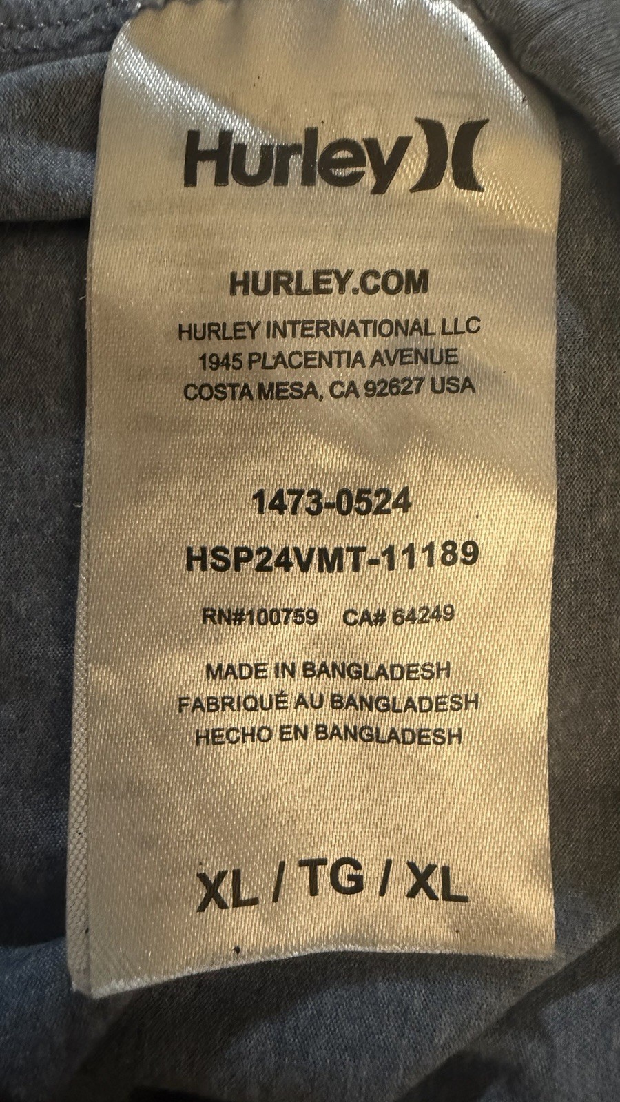 Hurley Light Blue Men’s XL TShirt gallery