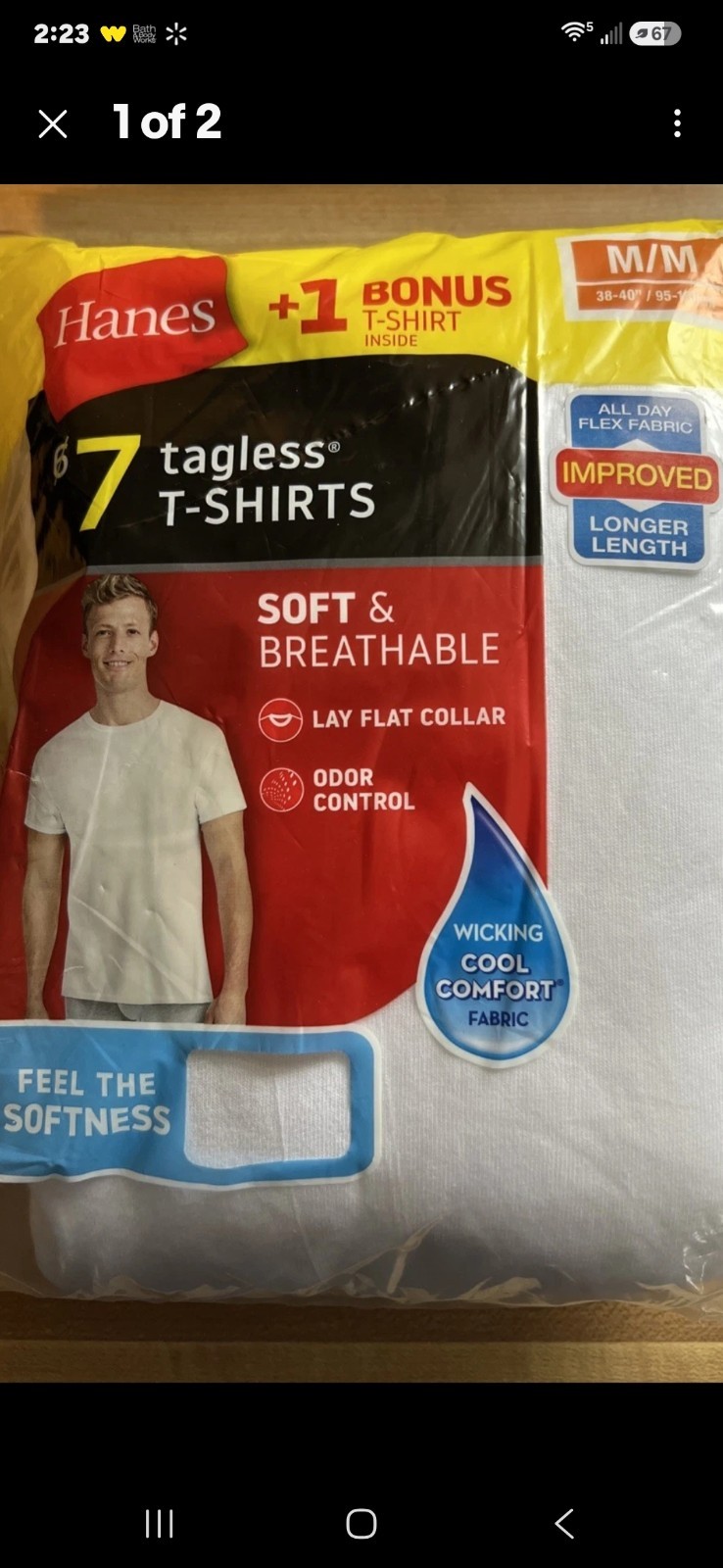 Hanes Undershirt 8-Pack Crewneck Men's ComfortSoft White T-Shirt Tag-free Medium gallery