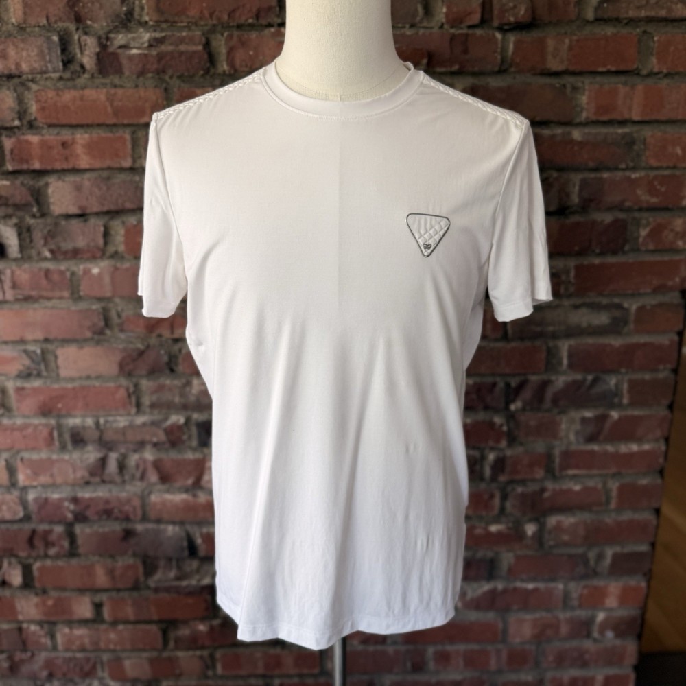 Bottega Veneta White Logo Patch T-Shirt Size 48 Made In Italy Luxury Tee