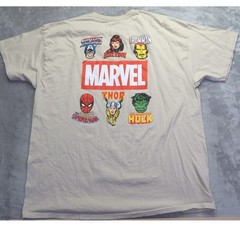 Marvel Comics Avengers Graphic T-Shirt Men’s 2XL Beige Sand Superhero Crew Neck