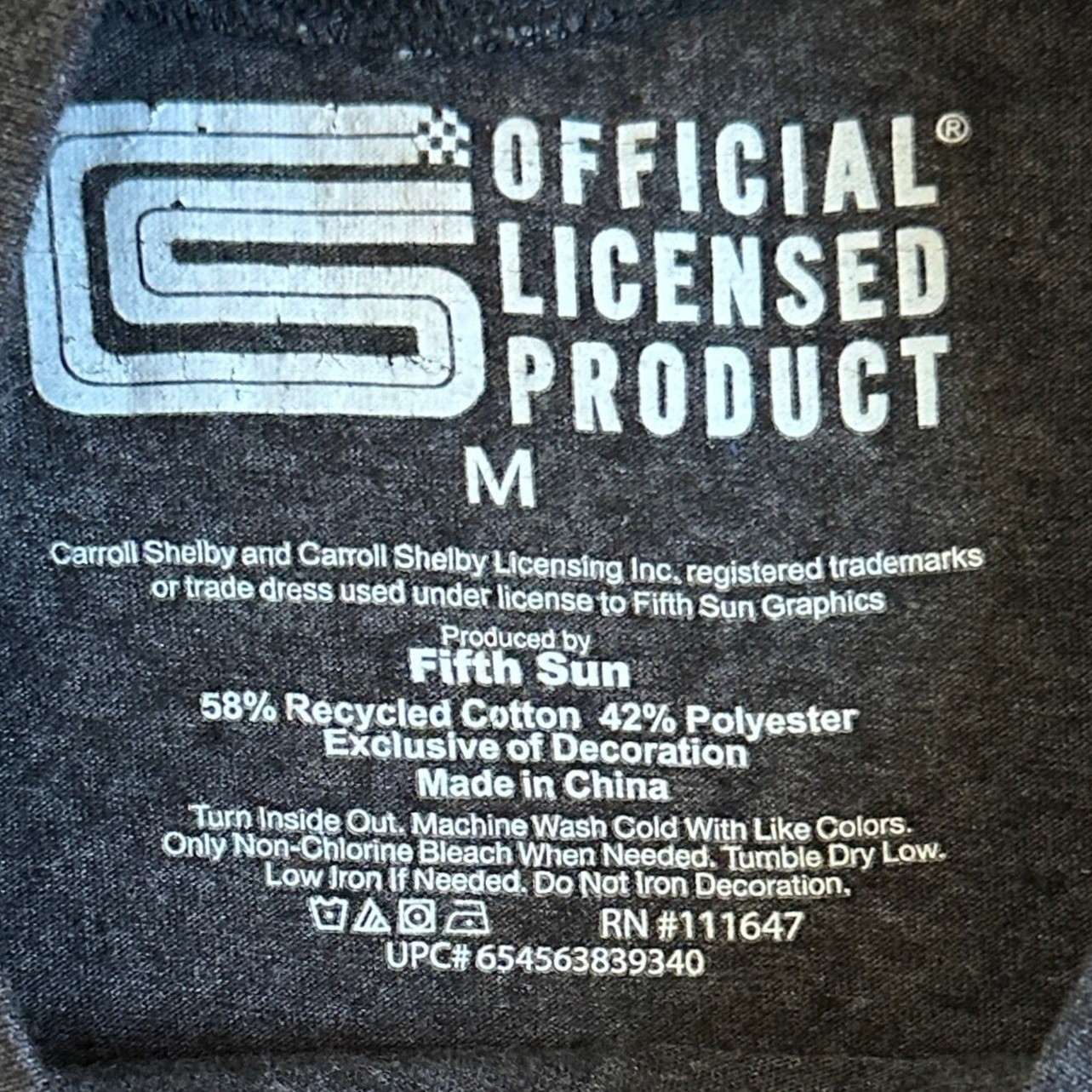 Shelby Cobra Racing TShirt Medium Charcoal Grey Fifth Sun Flocked Graphic gallery