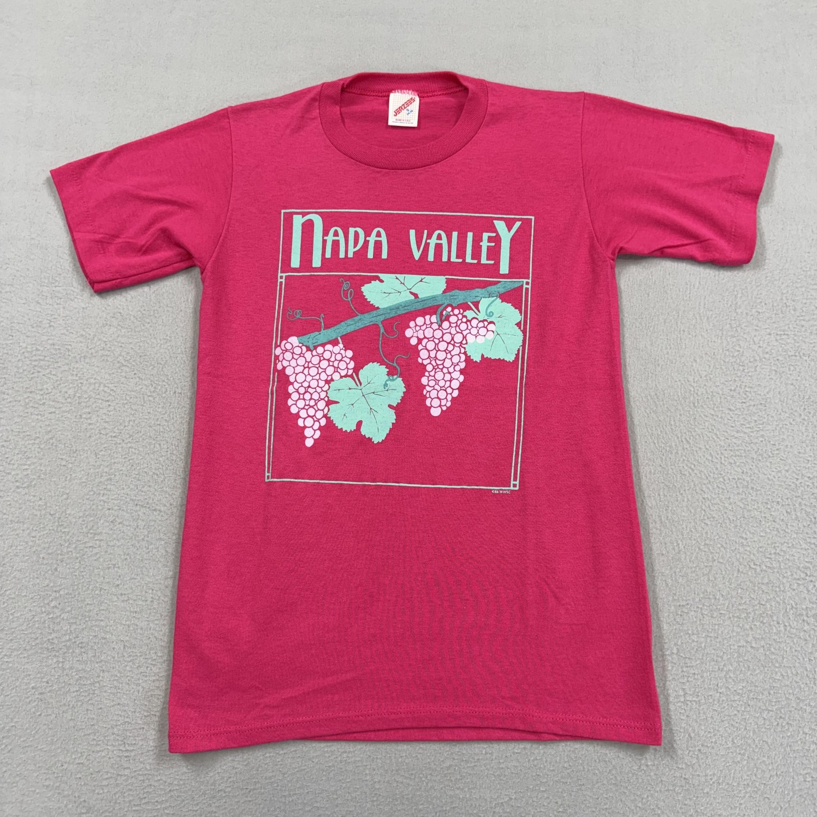 Vintage Napa Valley Shirt Mens Small Pink Grapes Wine Graphic Tee Jerzees 80s gallery