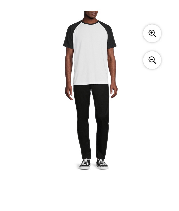 George Men's White & Black Semi-Fitted Pullover Raglan Short Sleeves T- Shirt gallery