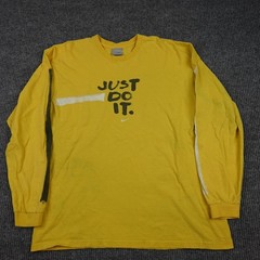 Vintage Nike Shirt Mens XL Yellow Just Do It Long Sleeve Tee Swoosh Logo