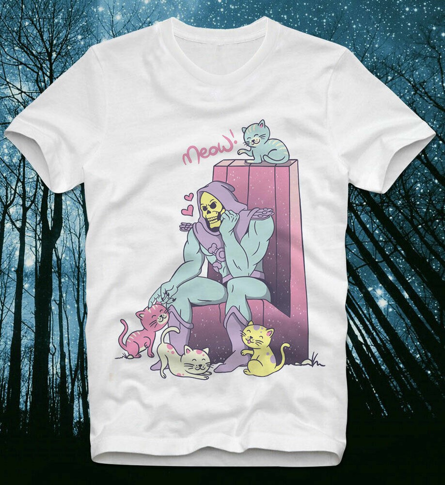 Skeletor’s Cat Cute Funny BLACK / WHITE T-Shirt Size S-5XL