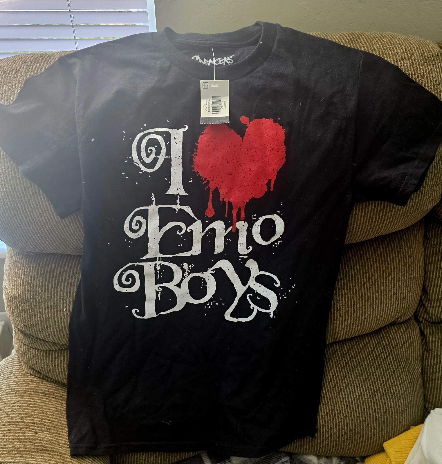 Spencer's Black I Love Emo Boys Graphic Tee Men's S Cotton Crew Neck gallery
