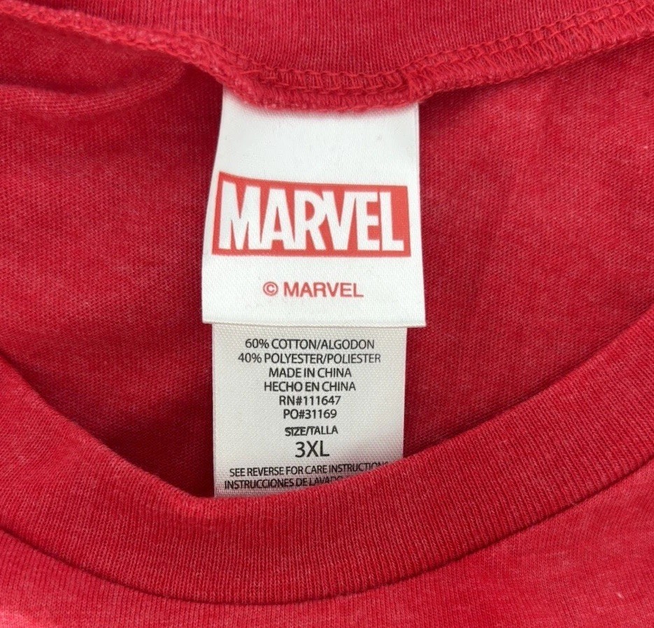 Marvel Deadpool Men’s 3XL Red T- Shirt Crew Neck Short Sleeve Comics gallery