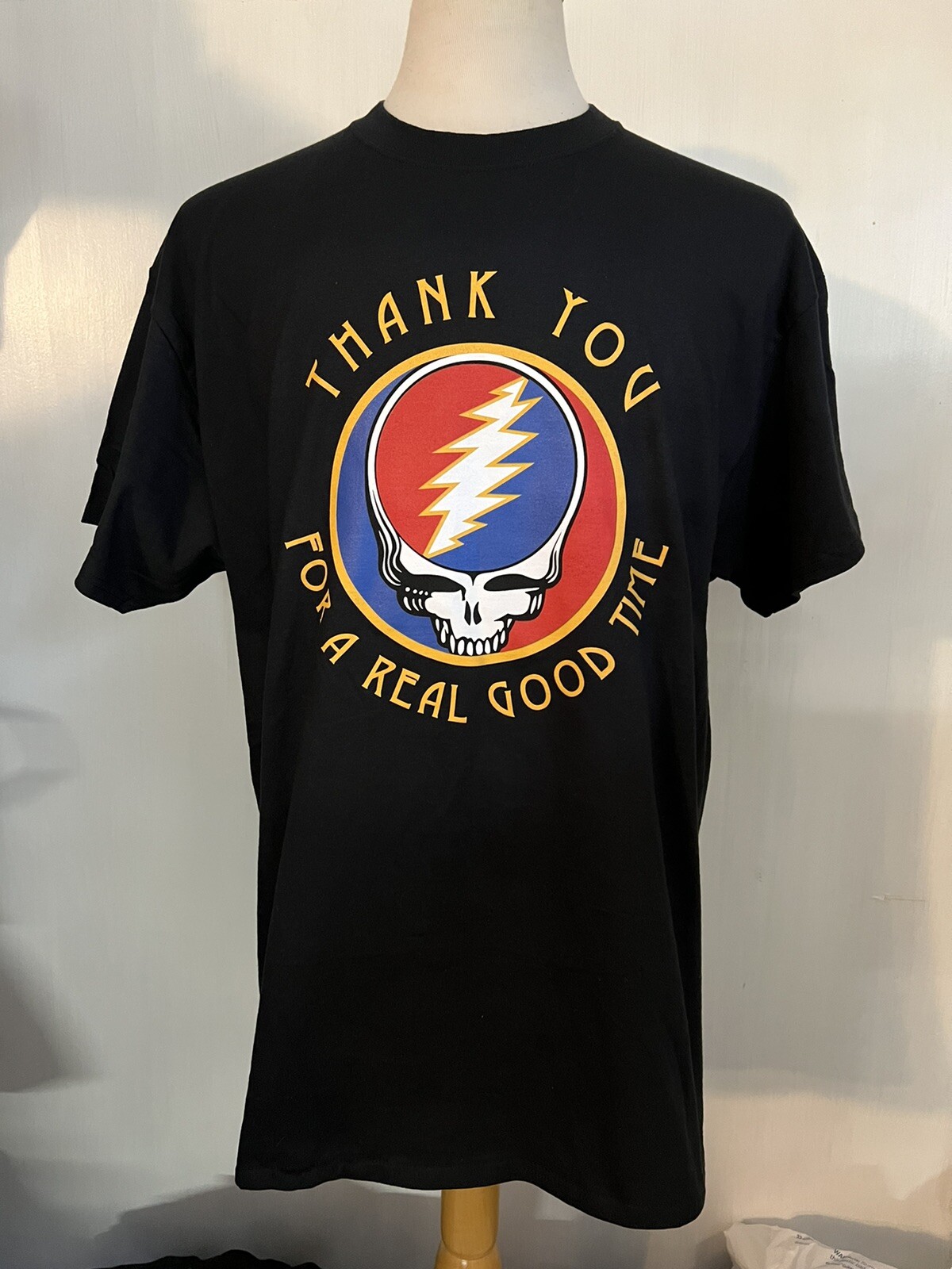 GRATEFUL DEAD (2018) “Thank You For A Real Good Time” Bolt Skull T-Shirt L/XL