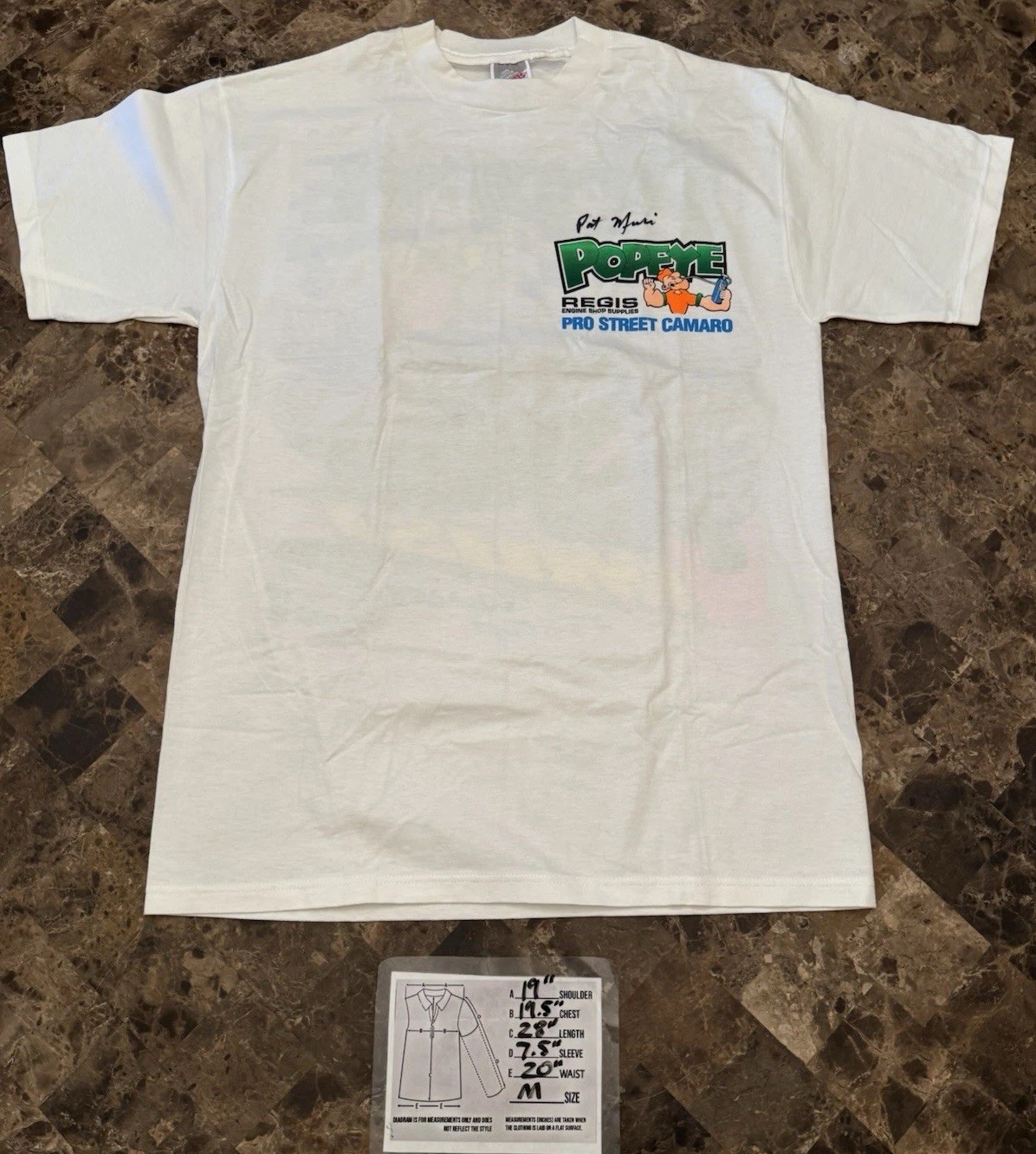 VTG Popeye Pat Musi Autographed Pro Street Camaro Double Sided T-shirt Size Med gallery
