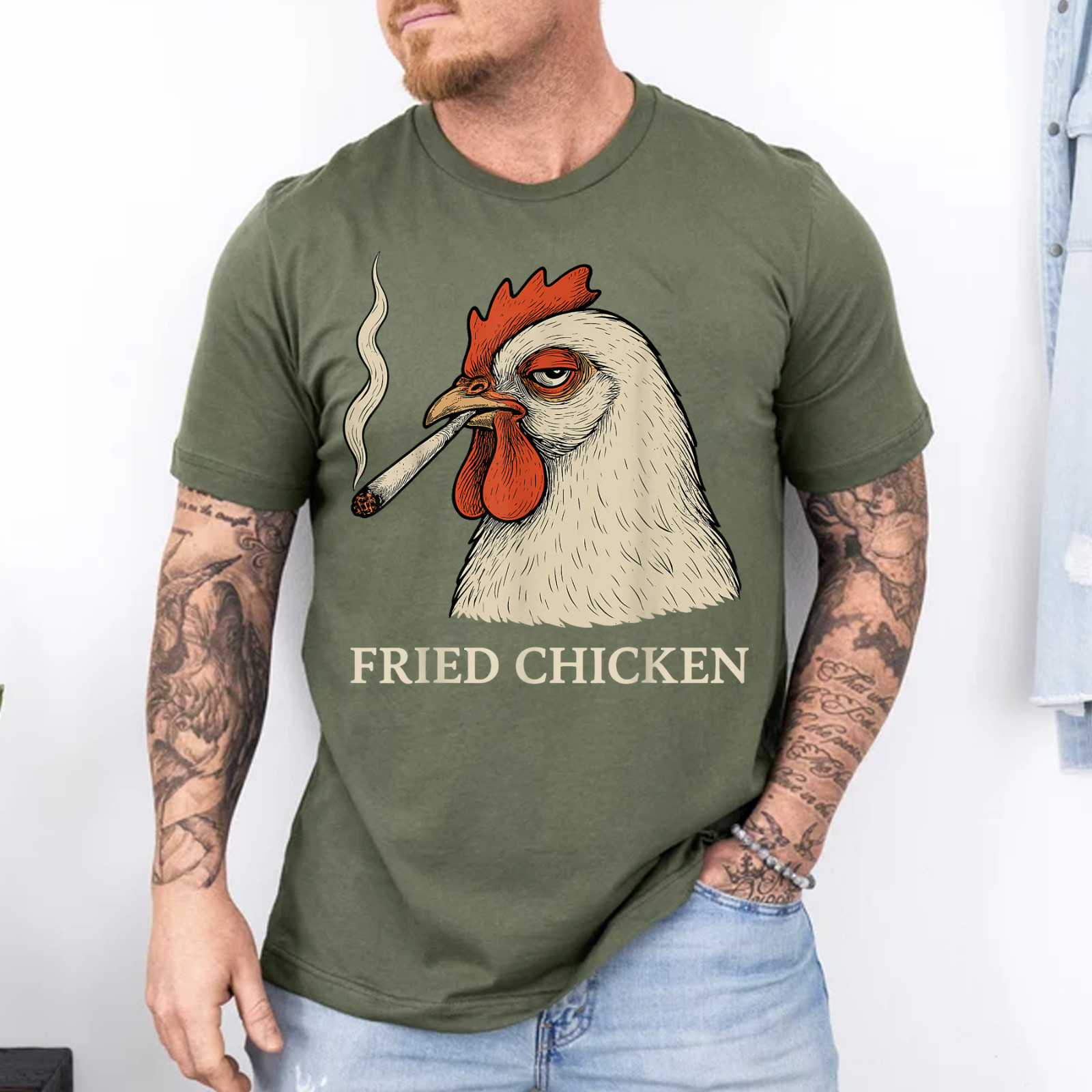 Fried Chicken Smoking Joint Funny T-Shirt gallery