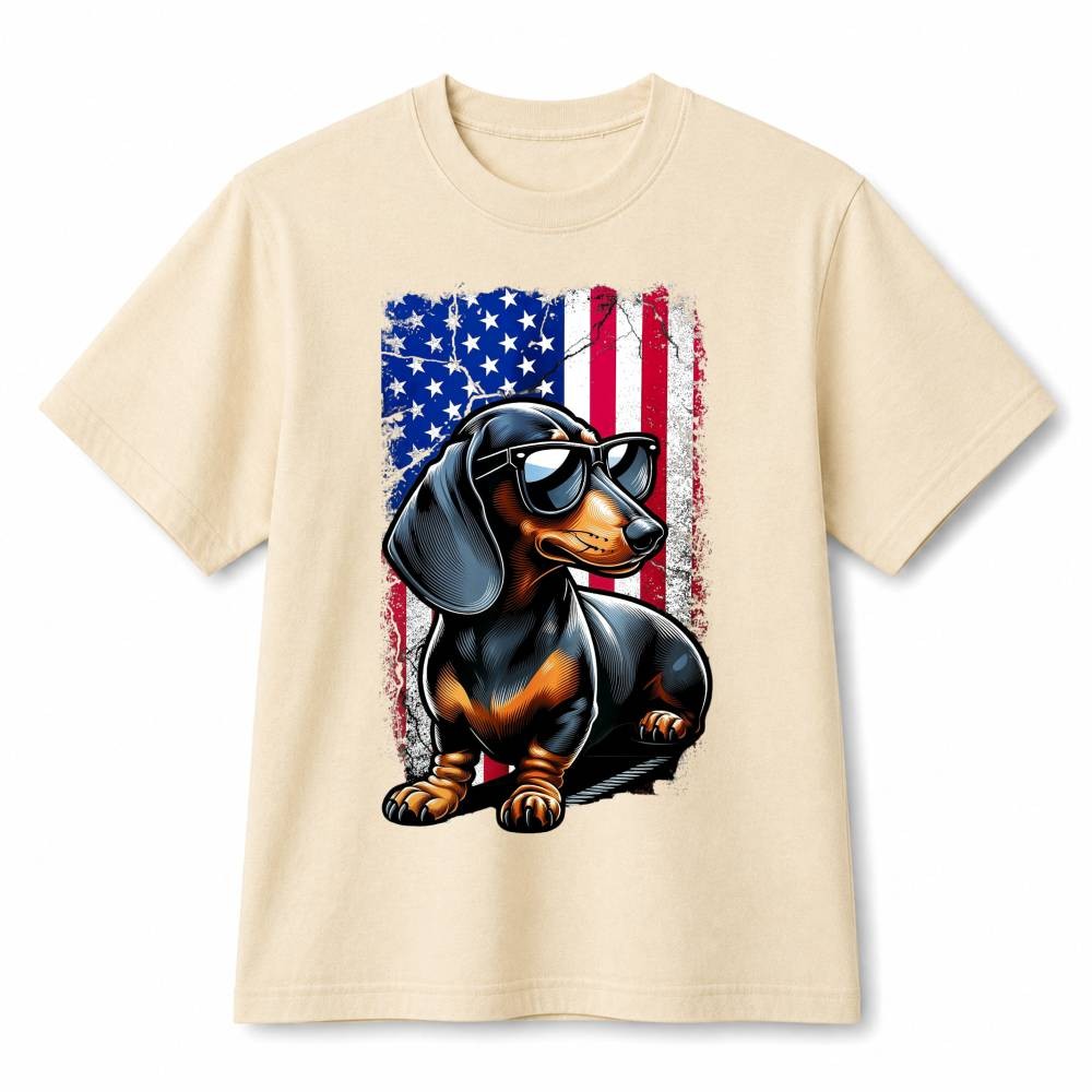 Cool Dachshund USA Distressed Flag Patriotic Graphic Cotton T-Shirt Unisex gallery