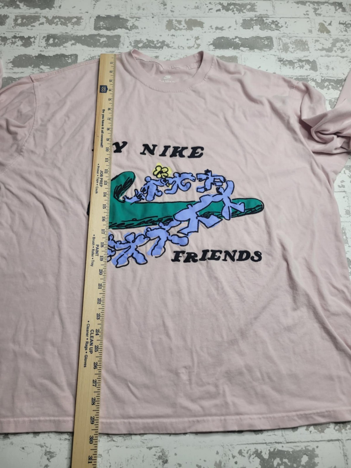 Nike T-Shirt Mens Large “My Nike Friends” Pink 3D Puff Print Graphic Size XL gallery