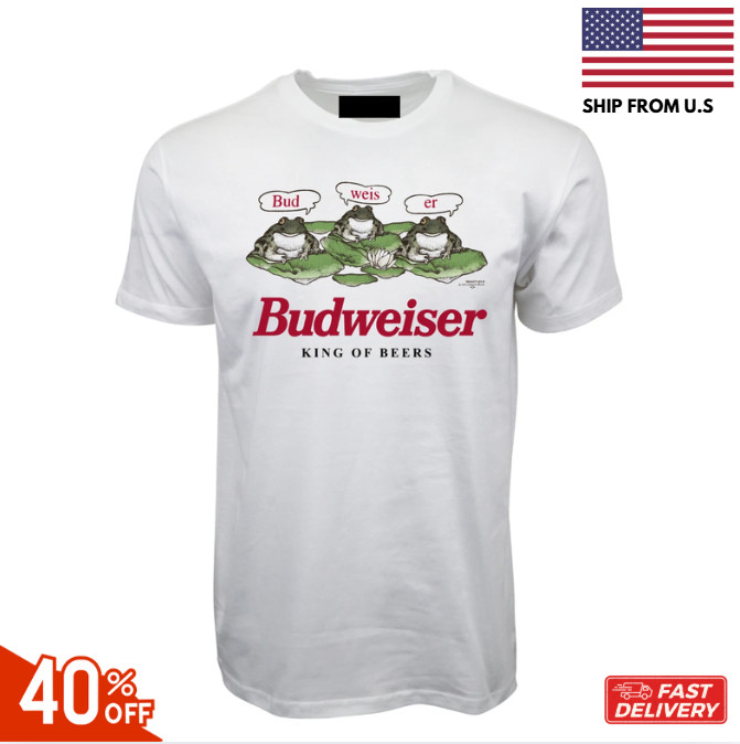 BUDWEISER BUD WEIS ER FROG UNISEX ADULT GRAPHIC T SHIRT REPRINT SALE FUNNY MEME