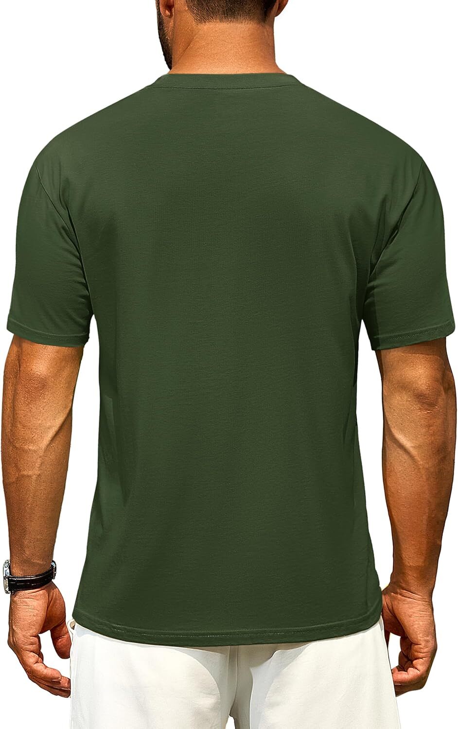 Men's Cotton Drop Shoulder T Shirt Loose Fit Soft Casual Short Sleeve Summer Tee gallery
