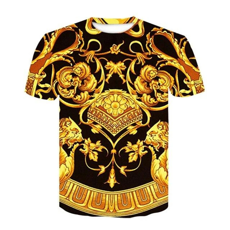 Luxury Baroque Style 3D Print Men's T-shirts Fashion Casual Short Sleeve Tee Top gallery