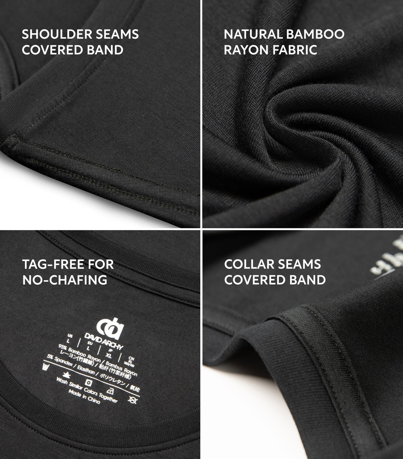 Men's Bamboo Rayon Crewneck Tees, Moisture-Wicking, Undershirts – 5 Pack gallery