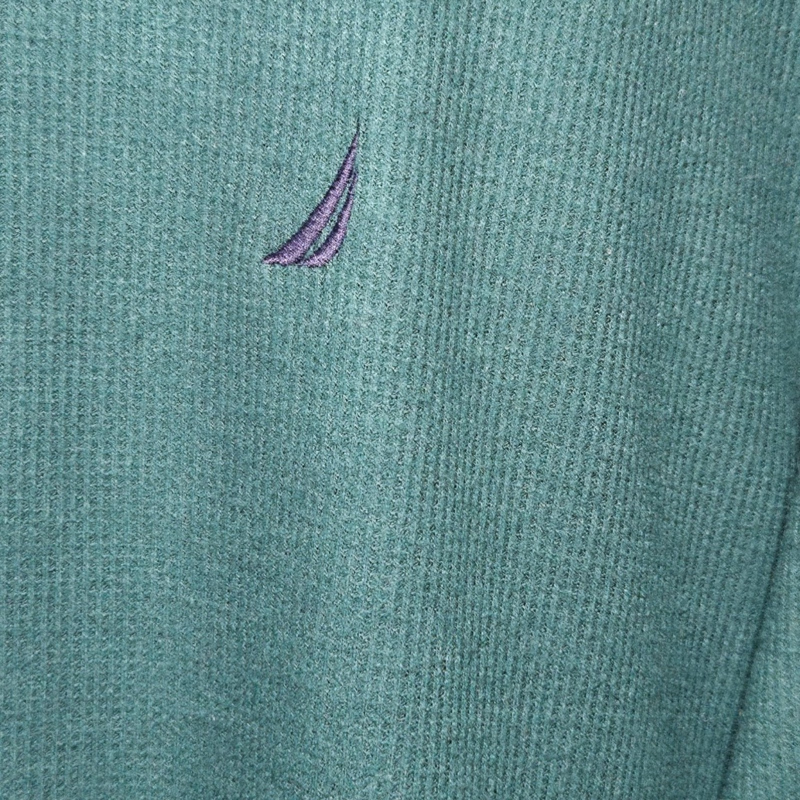 Nautica Sleepwear Men's Green Waffle Knit Crew-Neck Long Sleeve T-Shirt M gallery