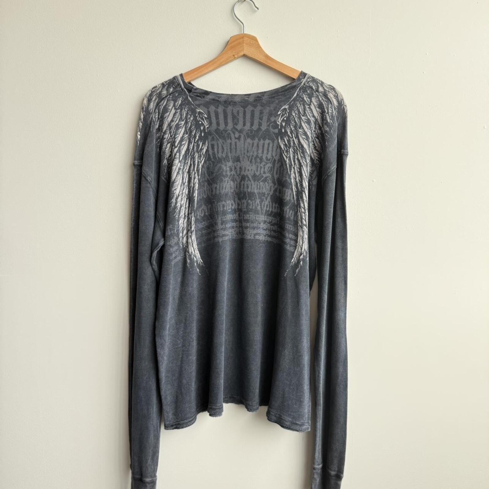 Y2K affliction skeleton wings long sleeve thermal (0371) gallery