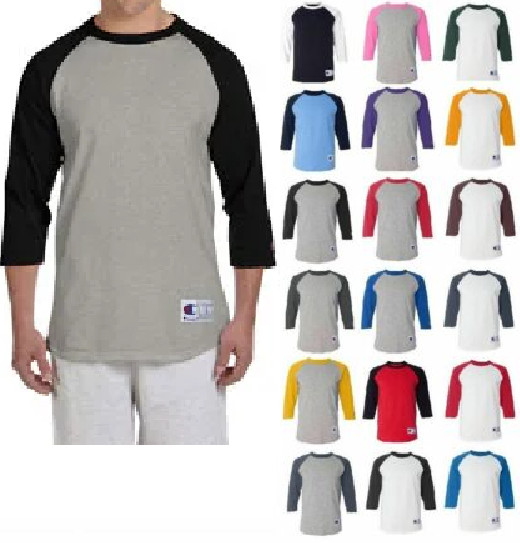 Champion Raglan Baseball Shirt Jersey Mens Tag-less T-Shirt 3/4 Sleeves T137 gallery