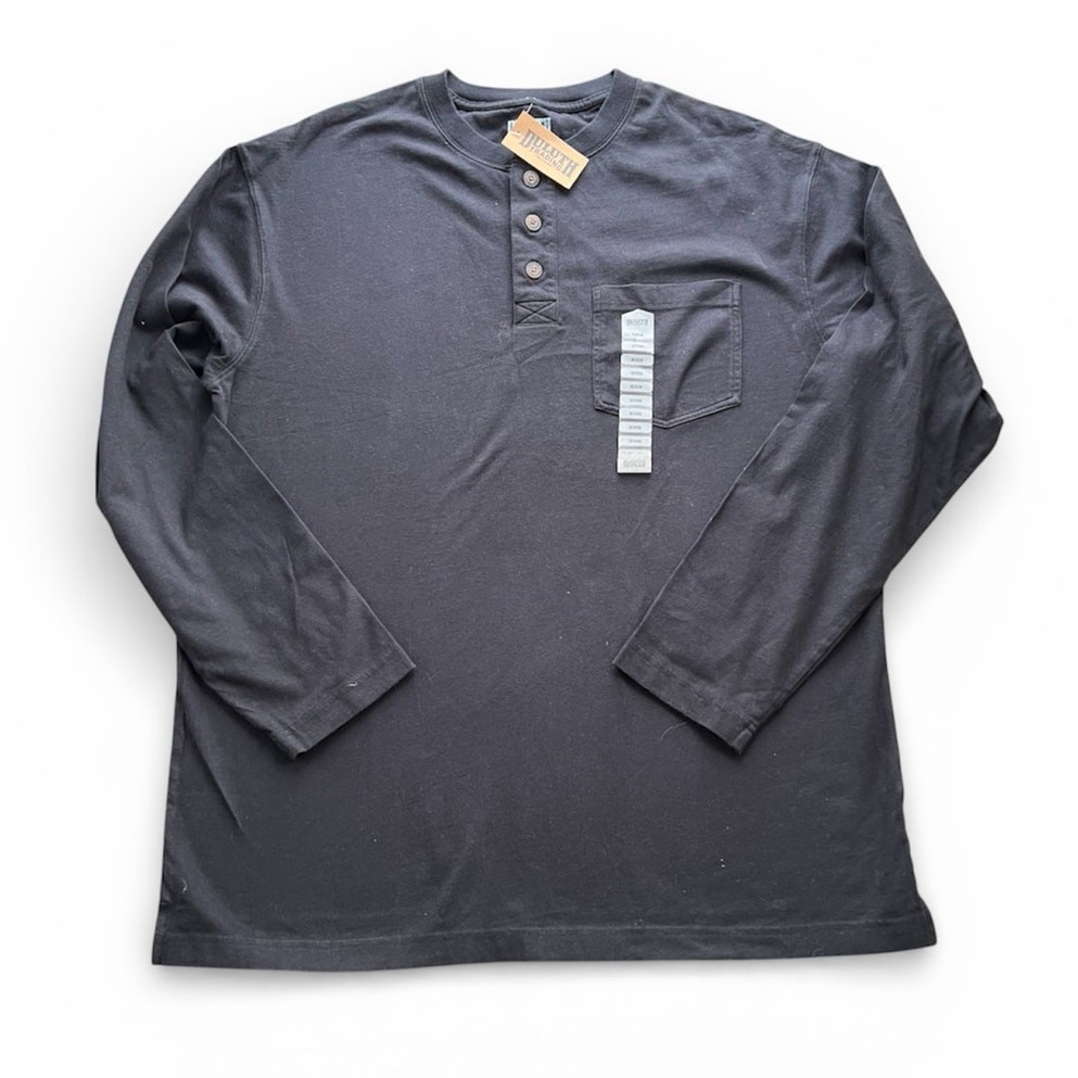 Duluth Men’s Longtail T Relaxed Fit Henley T-Shirt 56014 Black Men’s Medium