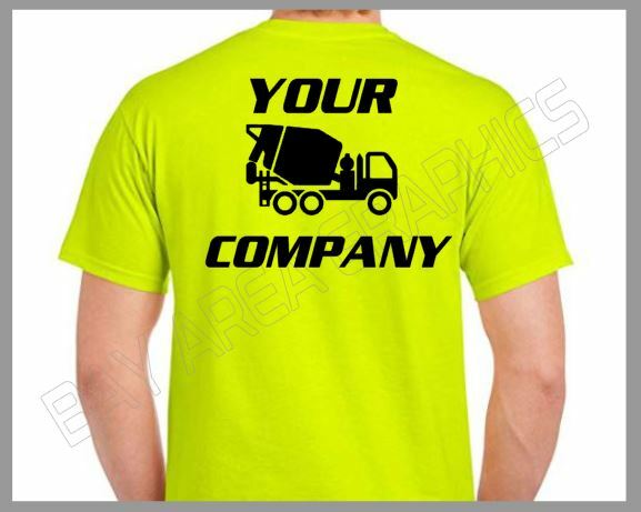 HI-VISIBILITY T-SHIRT SAFETY YELLOW CUSTOM DESIGN/TEXT FRONT&BACK BLACK DESIGN gallery