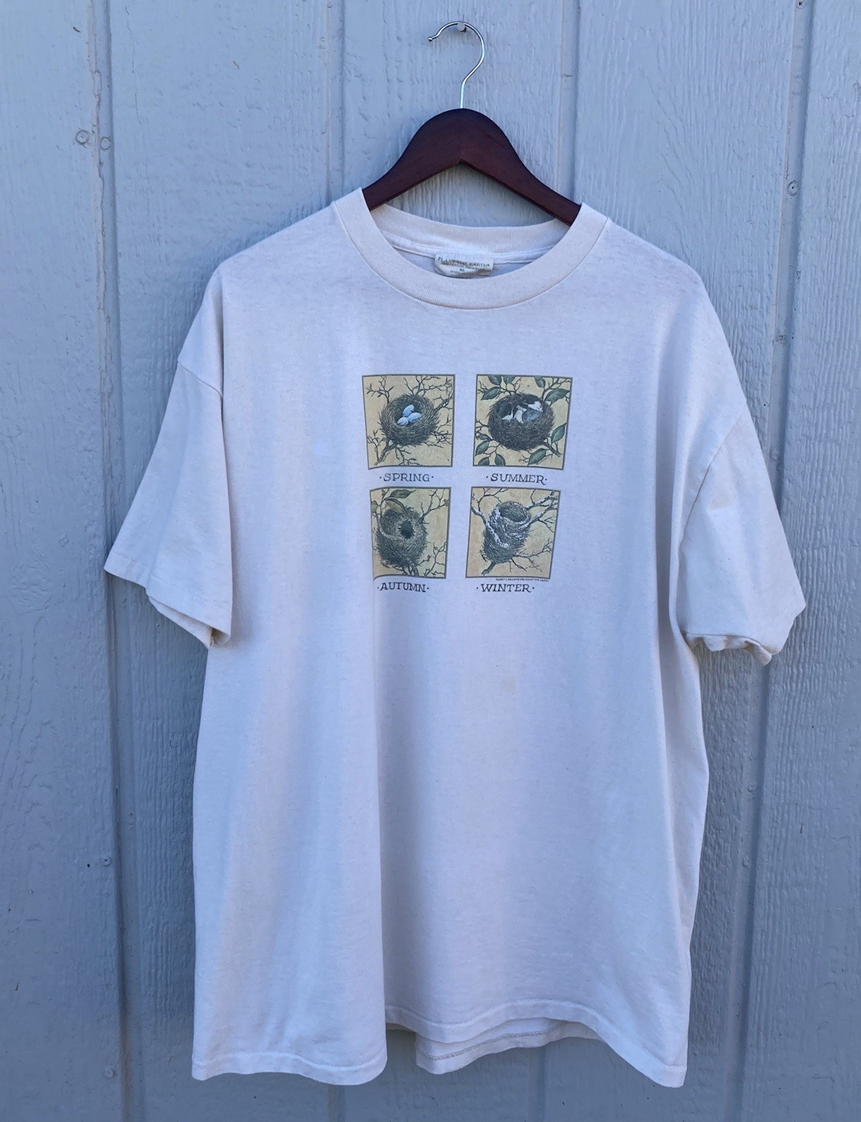 Vintage 90s Nature Seasonal Summer Spring Winter Autumn Xl White Shirt gallery