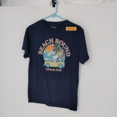 Peanuts Snoopy Men’s M Blue “Beach Bound Life Is Fun” Crew Neck T-Shirt