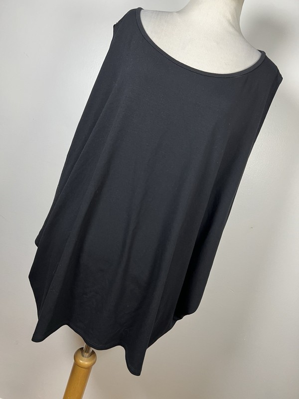 Eileen Fisher XL Tank Top Shirt Black Stretch Scoop Neck Womens Flowy D2