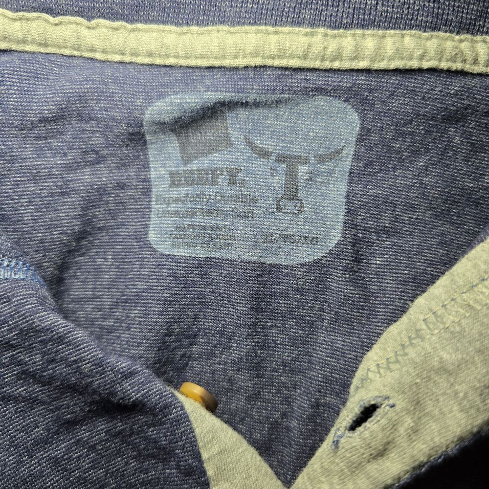Hanes Men's Long Sleeve Beefy Henley Shirt - Heather Navy- size XL gallery