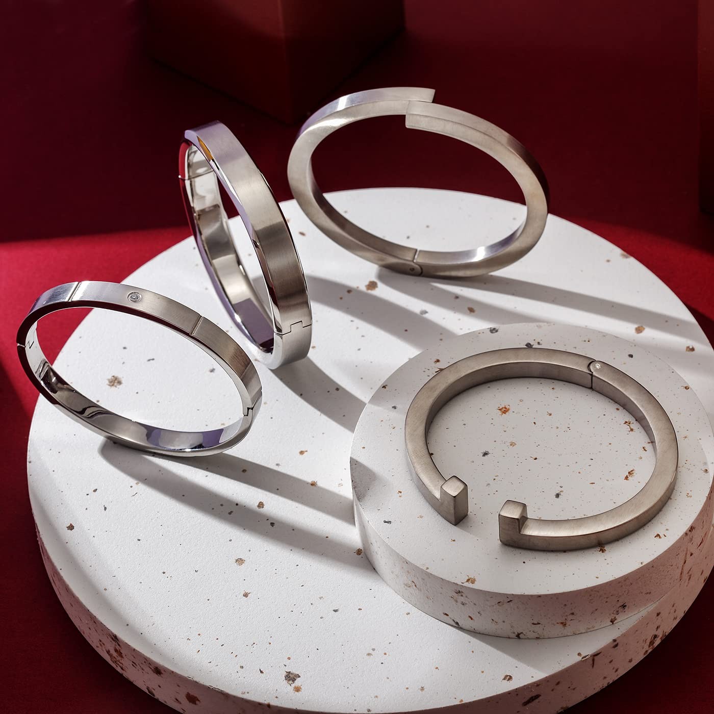 Silver Men's Cuff Bracelets, Magnetic Clasps Bangle Bracelet for Men, 316L St... gallery